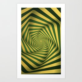 Green & Yellow Color Psychedelic Design Art Print
