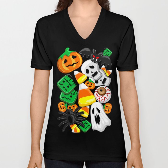 Halloween Spooky Candies Party Unisex V-Neck