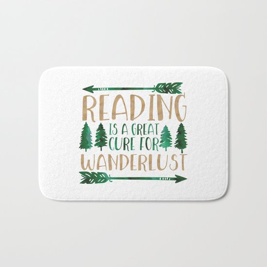 Reading is a Great Cure for Wanderlust (Green/Brown) Bath Mat