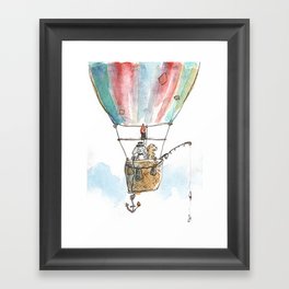 "Brothers in Paws" (2 Dogs, 1 balloon, 1000 clouds) Framed Art Print