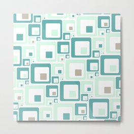 Retro Squares Mid Century Modern Background Metal Print | Digital, Abstractsquares, 1970S, Seasidecolors, Beachcolors, Nestedsquares, Graphicdesign, Geometric, Modern, Soothingcolors 