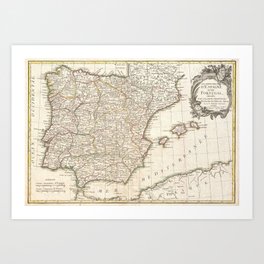 Vintage Map of Spain (1775) Art Print | Vintage, Illustration 