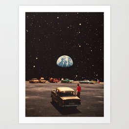 Missing Home - Retro-Futuristic Collage Design Sci-Fi Exploration Art Print