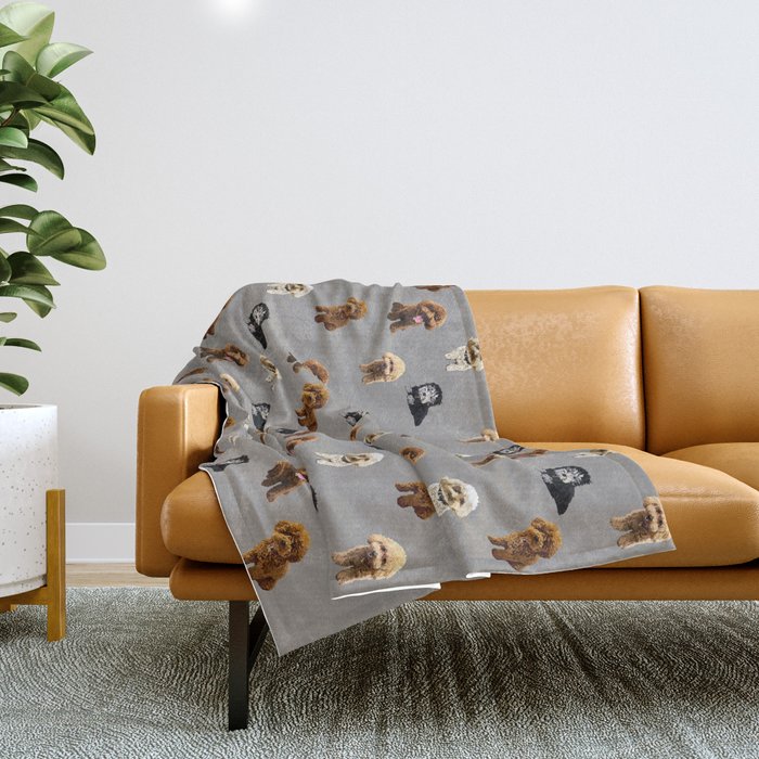 Dog Family pattern in gray Throw Blanket