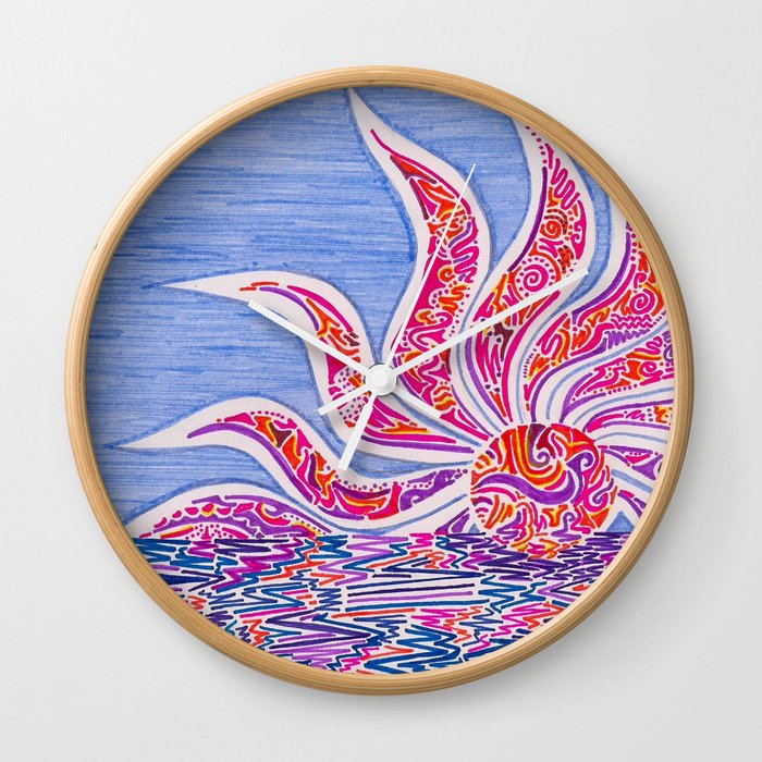 Hectic Sunset Wall Clock