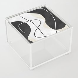 Modern Contemporary Abstract Black White and Beige No7 Acrylic Box
