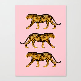 Tigers (Pink and Marigold) Canvas Print