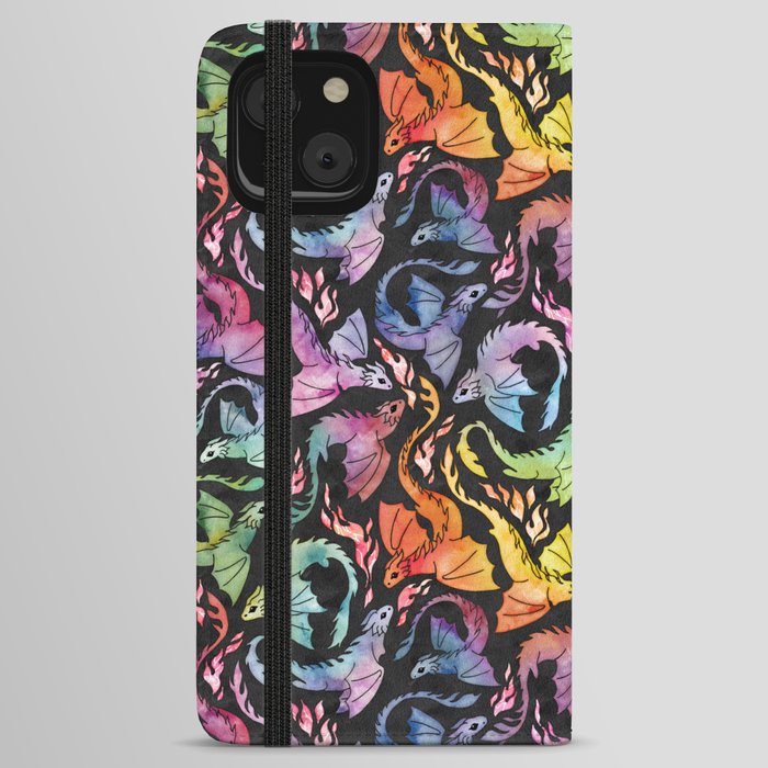 Dragon fire dark rainbow iPhone Wallet Case