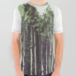 Aesthetic Pine Tree Forest Watercolor All Over Graphic Tee