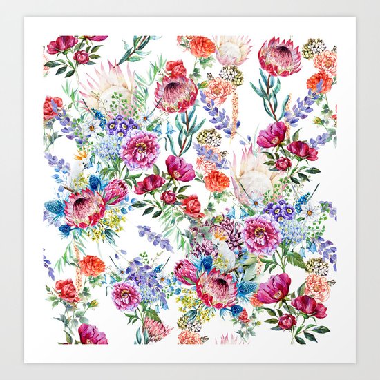 Watercolor Floral Pattern Art Print