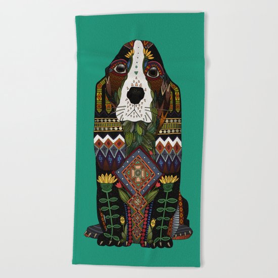Basset Hound jade Beach Towel