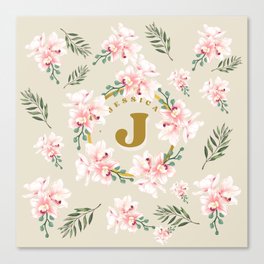 Jessica with flowers  Canvas Print