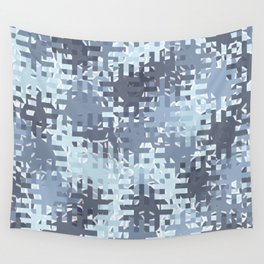 Blue pixels and dots Wall Tapestry