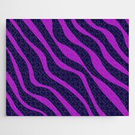 Abstract Retro Colorful Water Waves Art - Cetacean Blue and Heliotrope Magenta Jigsaw Puzzle