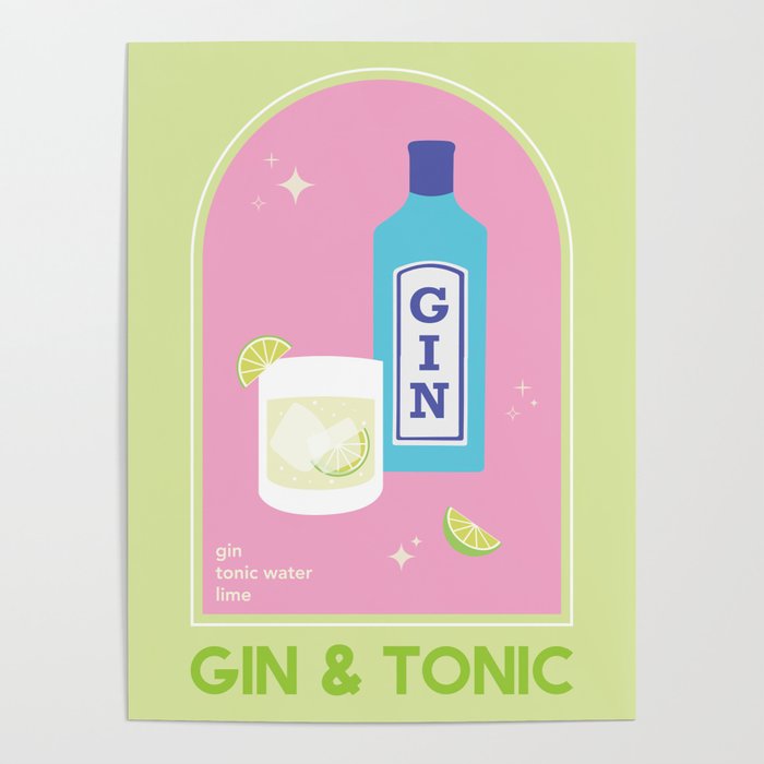 Gin and Tonic Cocktail Poster