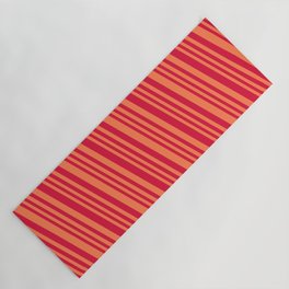 [ Thumbnail: Crimson & Coral Colored Lines/Stripes Pattern Yoga Mat ]