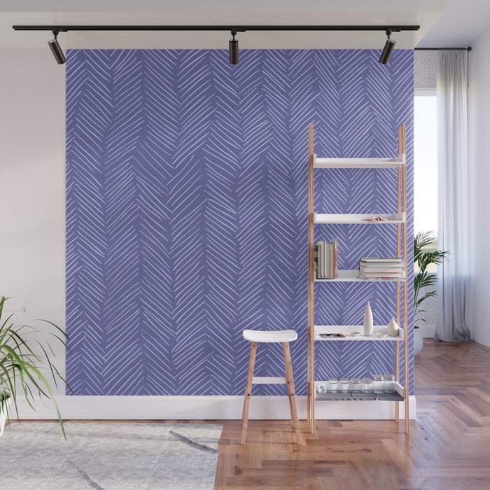 Very Peri 2022 Color Of The Year Violet Blue Periwinkle Herringbone II Wall Mural