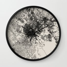 Saigon, Vietnam - Black & White City Map - mancave, world, cup, asia, maps, canvas, state, vintage Wall Clock