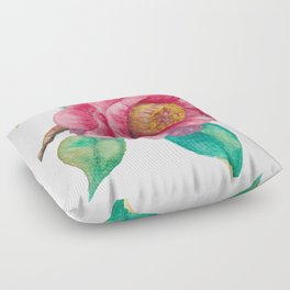 watercolor illustration of camellia japonica flower Floor Pillow