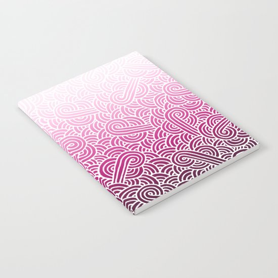 Ombre pink and white swirls doodles Notebook