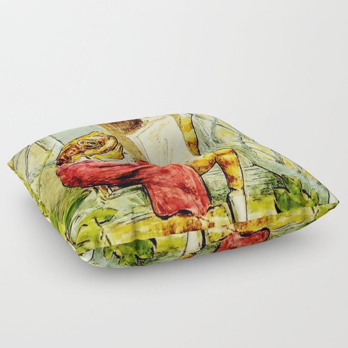 “Jeremy Fisher Reads the News” by Beatrix Potter Floor Pillow