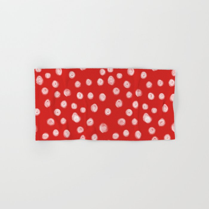 Basic Red And White Dots Love Valentines Day Minimal Polka Dot Basic Red And White Dots Love Valentines Day Minimal Polka Dot Pattern Hand Bath Towel