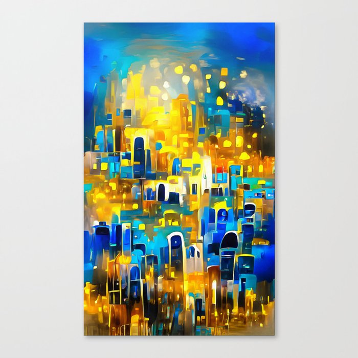 City Lights 10 Golden and Blue Canvas Print