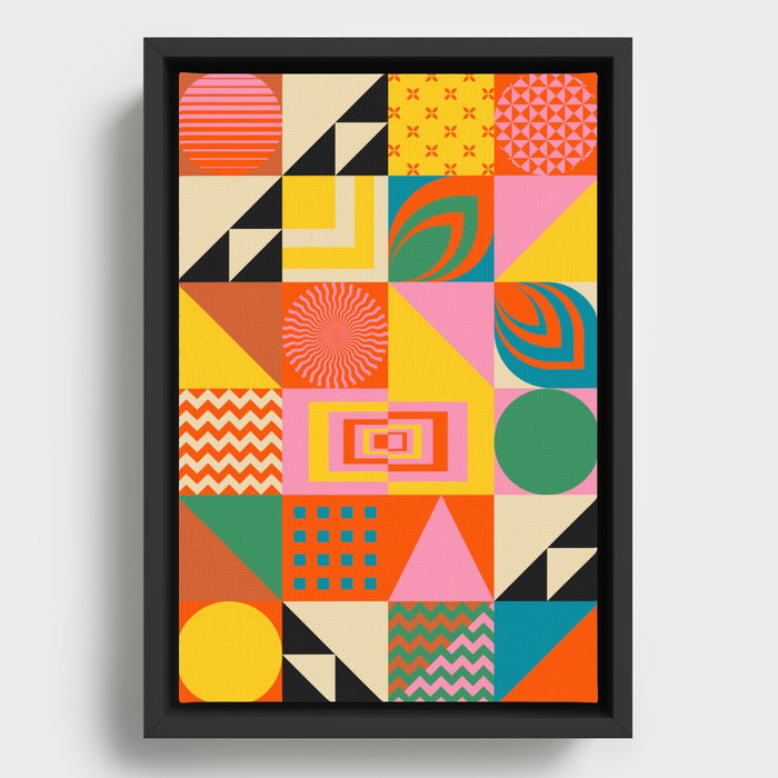 Colorful Geometric Gem Collection Framed Canvas
