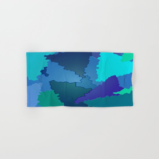 Blues and Greens Puzzle Patchwork Hand & Bath Towel