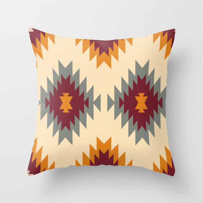 Aztec Southwestern pattern Navajo ornament Tribal Native American print Throw Pillow