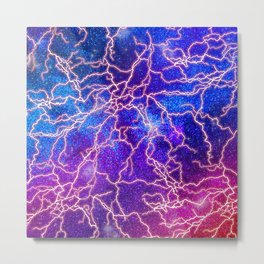 Galaxy Lightning Metal Print | Bright, Graphicdesign, Lightning, Fantasy, Light, Electricity, Rainbow, Glowing, Cracks, Abstract 