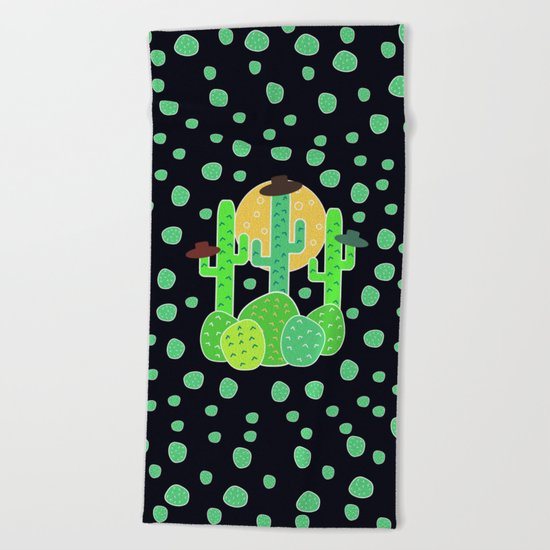 Cacti with hats Beach Towel