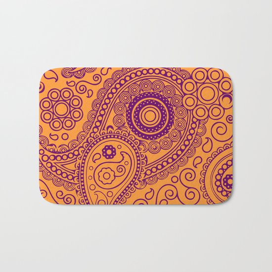 Vintage Pattern Orange Bath Mat