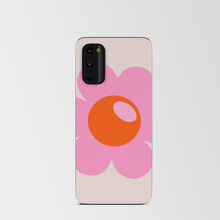 La Fleur | 05 - Abstract Retro Flower Print Pink Orange And Neutral Boho Decor Modern Floral Android Card Case