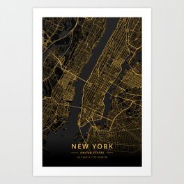 New York, United States - Gold Art Print