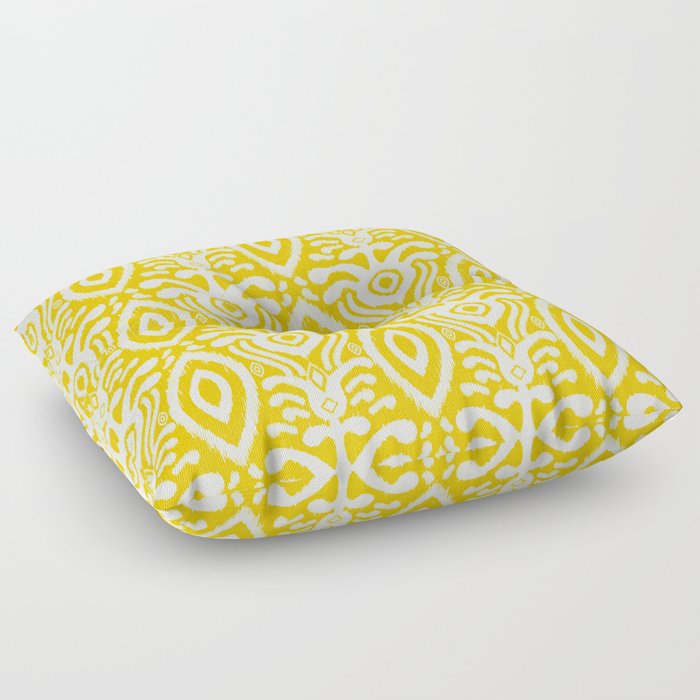 Yellow Ikat Pattern Floor Pillow