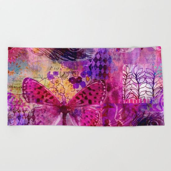 Butterflies Dream In Pink Beach Towel