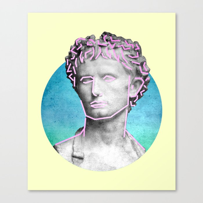 Aesthetic 90's Retro Vaporwave Augustus statue Canvas Print by Paul V ...
