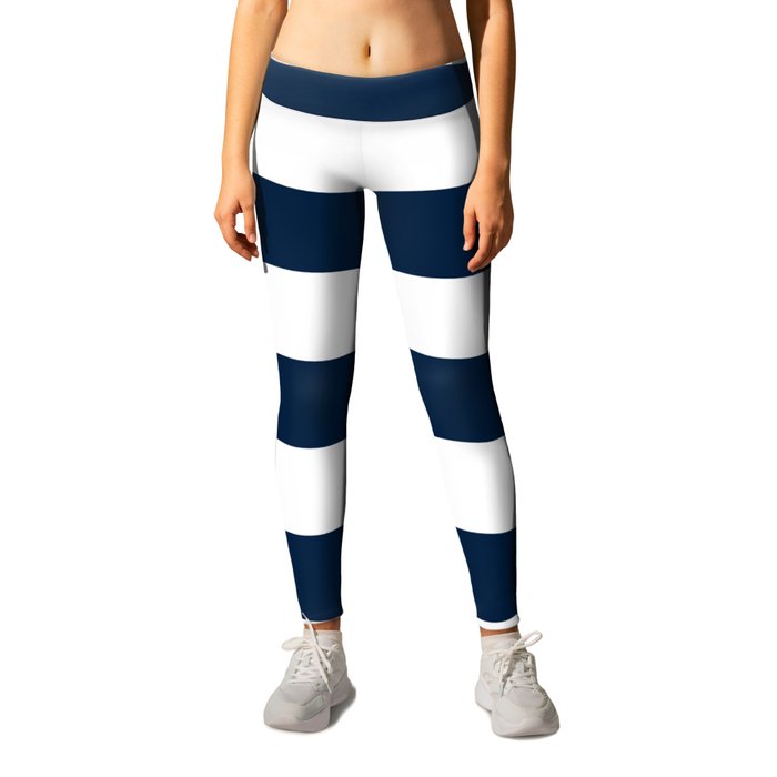 Maastricht blue - solid color - white stripes pattern Leggings
