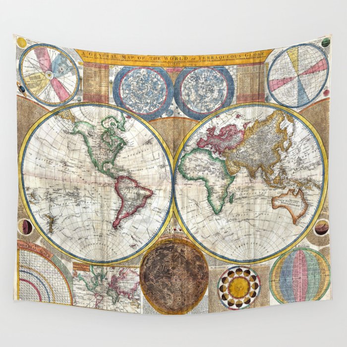 Old World Map print from 1794 Wall Tapestry