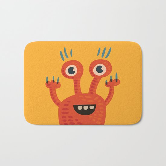Funny Orange Happy Creature Bath Mat