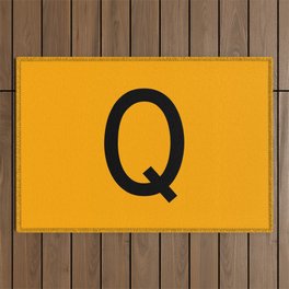 LETTER Q (BLACK-ORANGE) Outdoor Rug