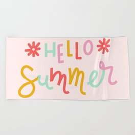 Hello Summer (pink/yellow/mint) Beach Towel