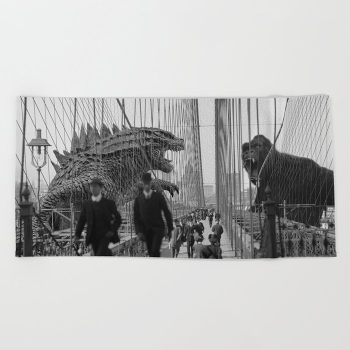 Old Time Godzilla vs. King Kong Beach Towel