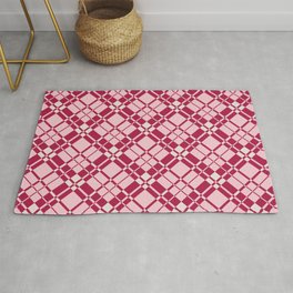 Red and pink gingham checked Area & Throw Rug