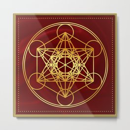 Metatrons Cube, Flower of life, Sacred Geometry Metal Print