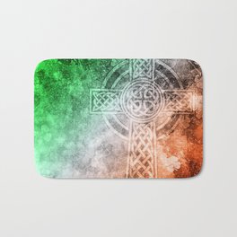 Irish Celtic Cross Bath Mat | Saint, Gold, Concept, Green, Catholic, Knot, Flag, Celtic, Graphicdesign, Christian 