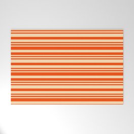 [ Thumbnail: Red and Beige Colored Lined Pattern Welcome Mat ]