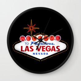 Welcome to Fabulous Las Vegas vintage sign neon on dark background  Wall Clock
