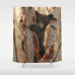 Black Bear Cub - Curious Cub II Shower Curtain